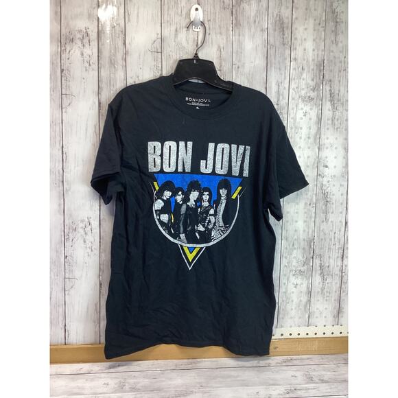 BON JOVI-JONBON-BLACK ADULT S/S TSHIRT-M - Picture 1 of 4